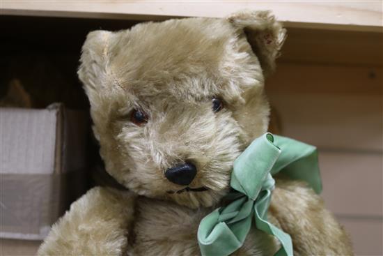 A 1930s Chiltern bear and two Chad Valley bears, tallest 17in.